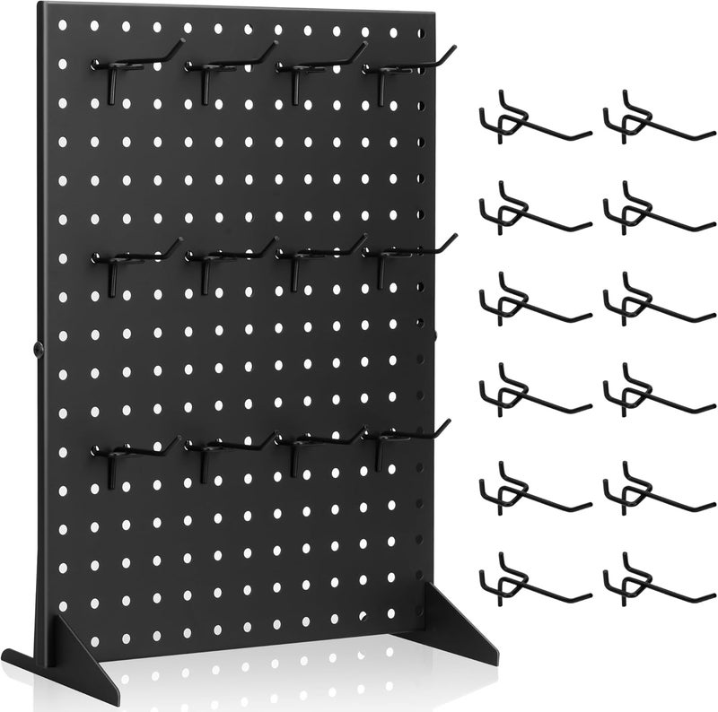 Storage Standard Pegboard Display Stand With 12 Peg Hooks for Retail Craft Shows & Fairs - Metal Product Merchandise Display Rack for Selling Accessories, Display Stands for Boutique, Stores, Vendors & Events - Image 1